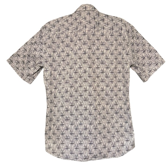 Maceoo Galileo Surge Blue Geometric Print Short Sleeve Button Down Shirt, Sz 3/M - Picture 2 of 15